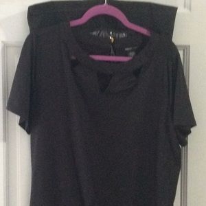 Short sleeve, black, silk blouse